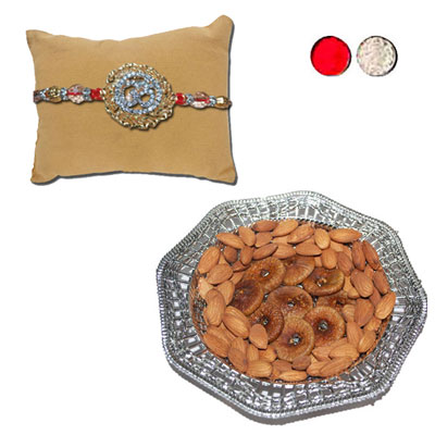 "RAKHIS -AD 4350 A (Single Rakhi),  Dryfruit Thali - RD900 - Click here to View more details about this Product